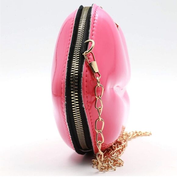 Lip Purse Evening Bag Crossbody Shoulder Bag Rose Red - Picture 4 of 7